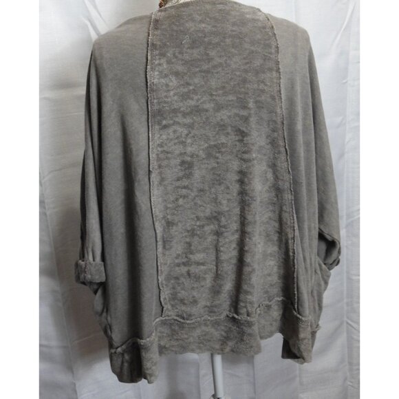 Women's Freeloader Gray Open Cardigan Super Soft Terry Cloth Sz S Distressed - Picture 2 of 3